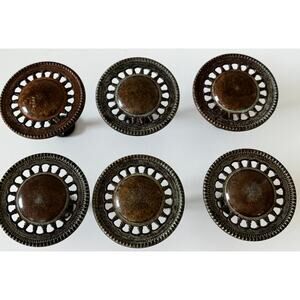 Set of 6 Antique Cast Metal Curtain Tiebacks Vintage Drapery Hardware Salvage